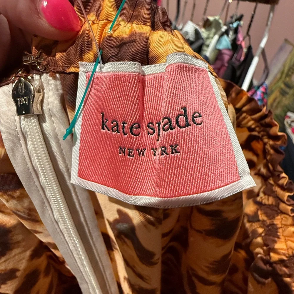 Kate Spade leopard print off shoulder cotton dress